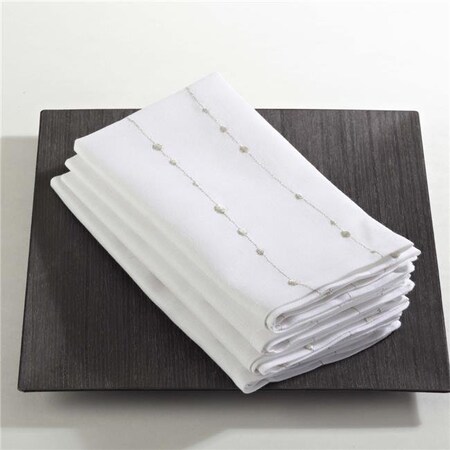 Saro Lifestyle SARO 4420.S20S 20 in. Square Cotton Napkins with Embroidered Design - Silver Set of 4 4420.S20S